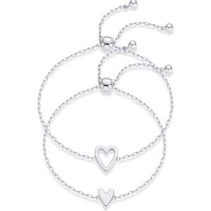 My Whole Heart Silver Heart Bracelet Set | Mother Daughter Matching Set